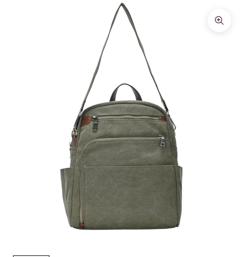 Antik Kraft Willa Canvas Backpack Olive NWT
